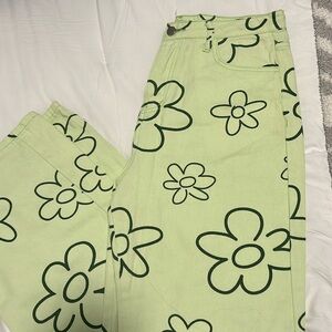 Green Floral Jeans